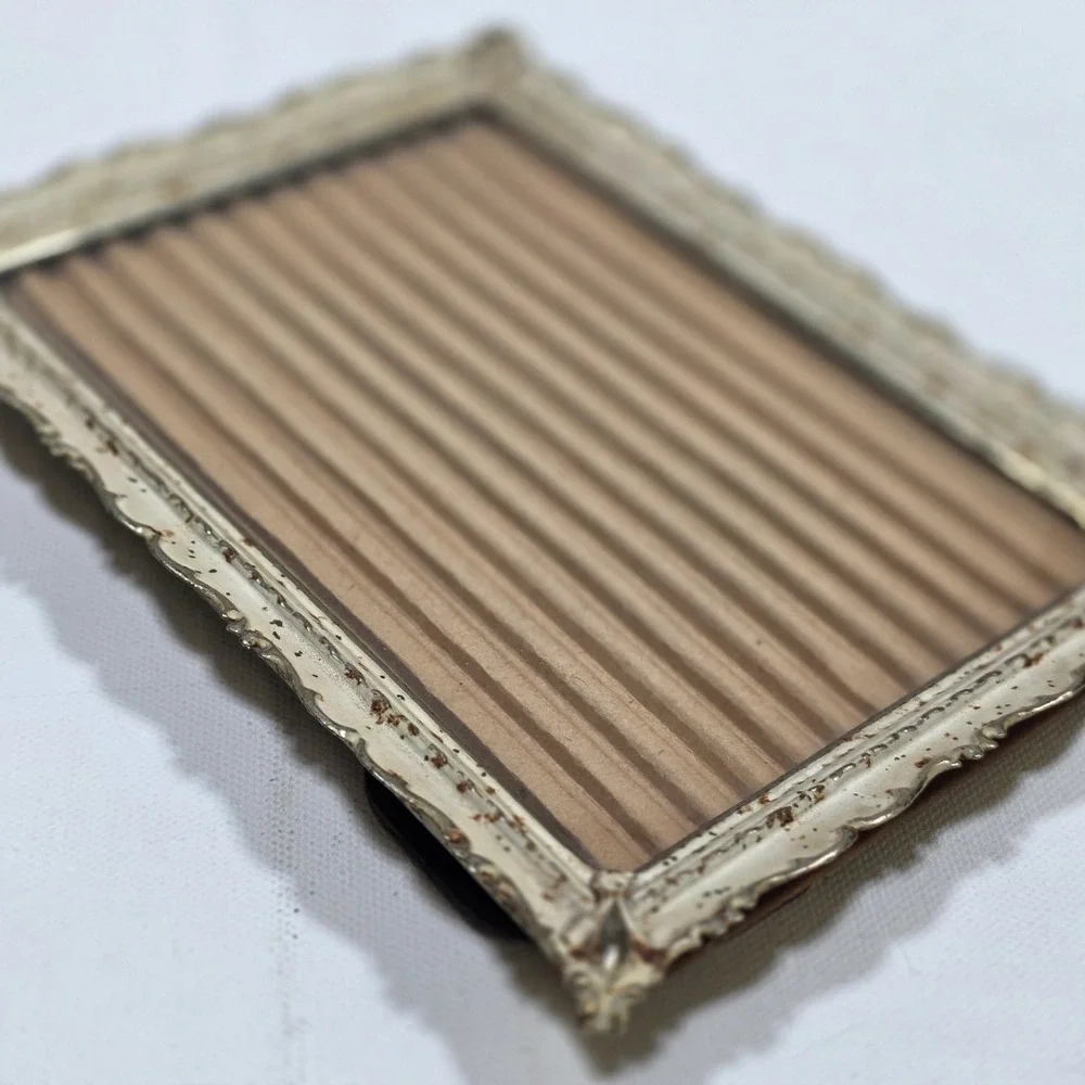 Cottagecore Frame Shabby Chic 5x7 Cream Gold Ornate Vintage Scalloped Distressed
